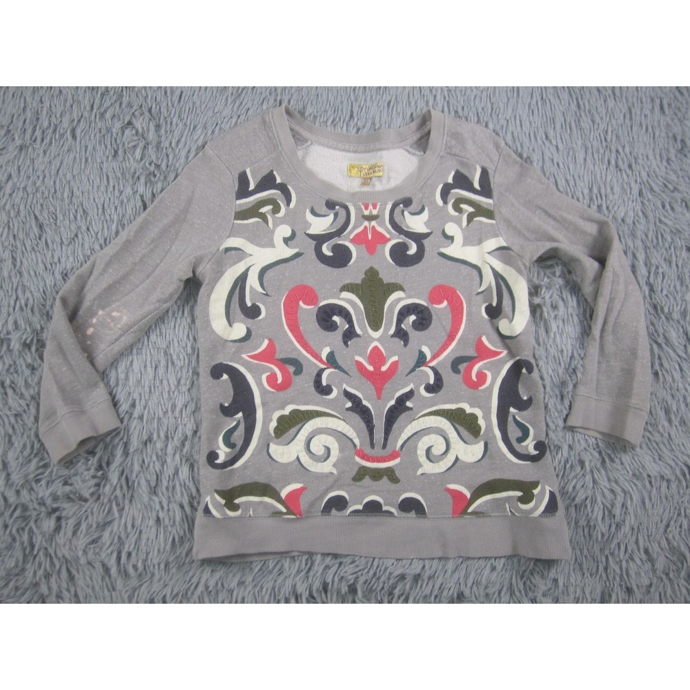 Princess Vera Wang Sweatshirt Womens‎ XS Gray Scroll Print Pullover Crewneck Top